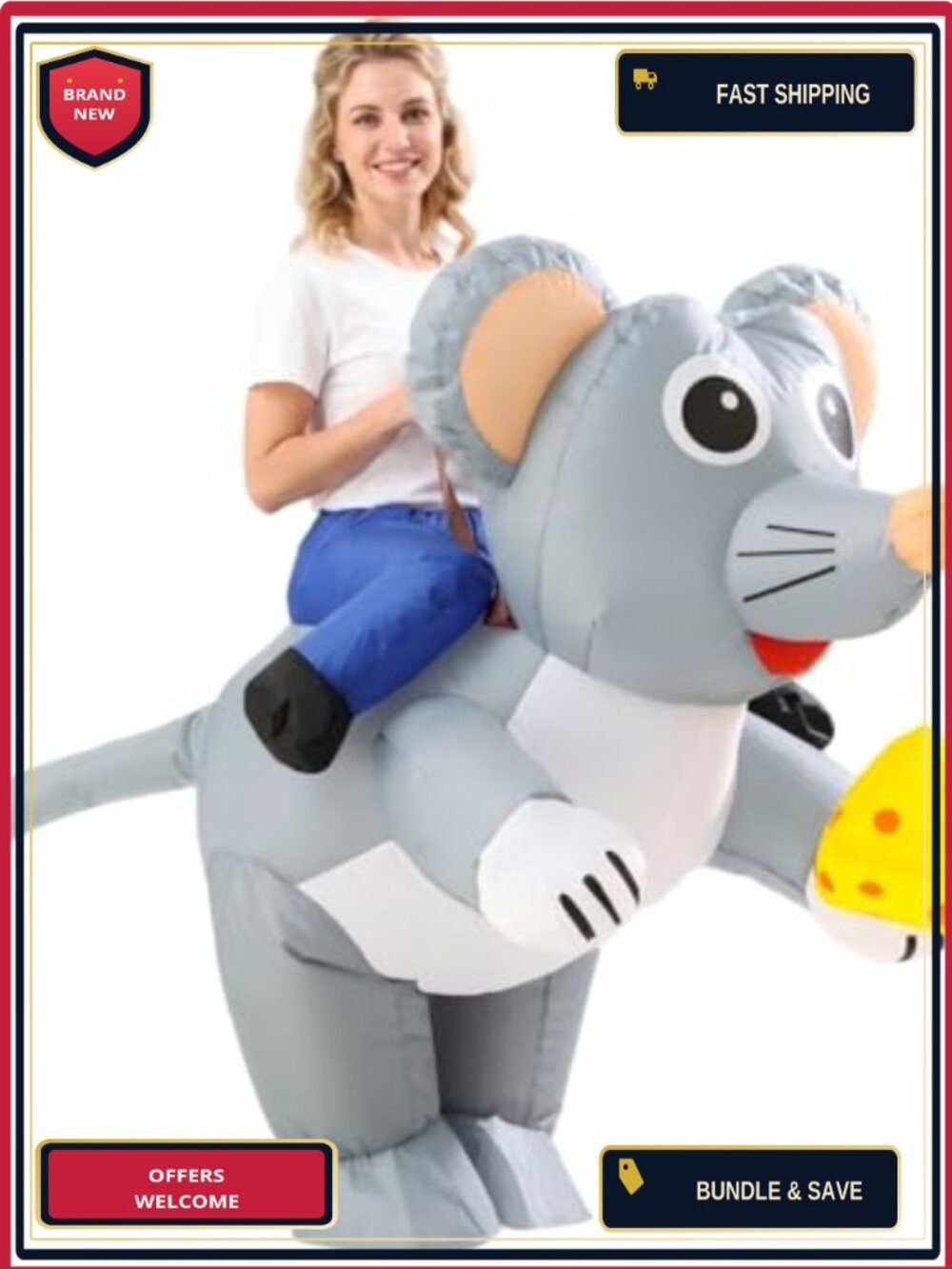 Inflatable Rat Costume Adult Ride-On Halloween Cosplay